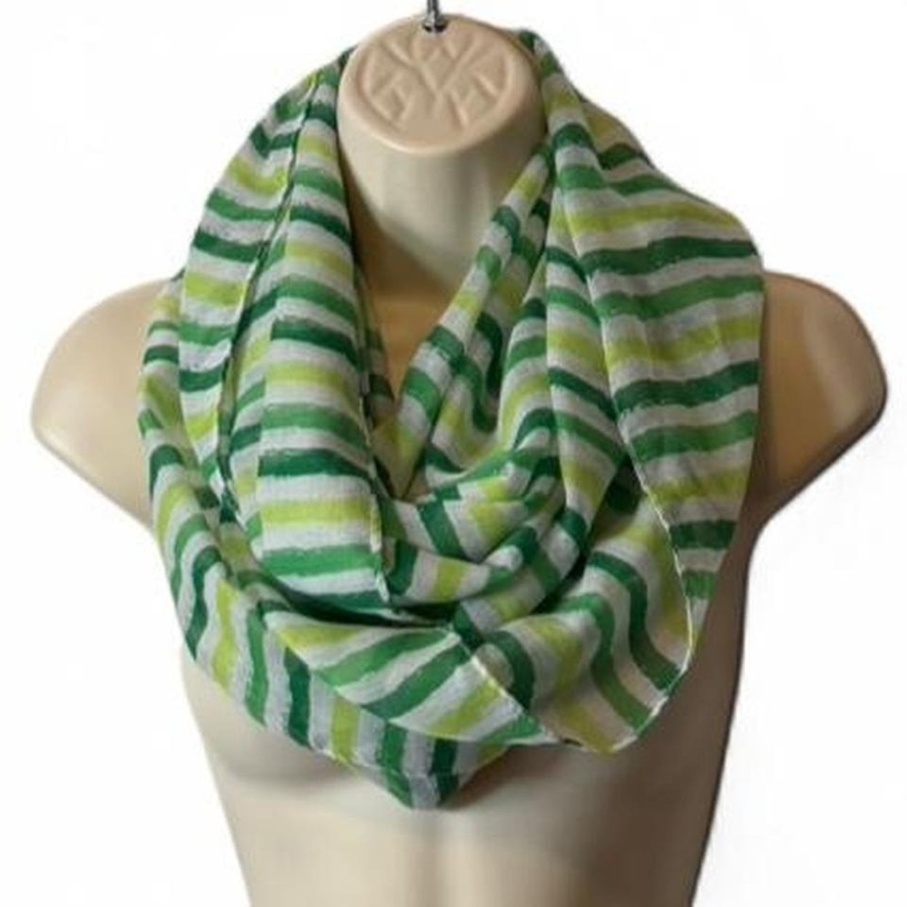 Green & White Striped St Patrick's Day‎ Infinity Scarf